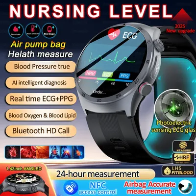 Luftpumpe messen Smart Uhr Blutdruck Blut Sauerstoff EKG Sport Bluetooth Anruf Uhren NFC Smartwatch Image