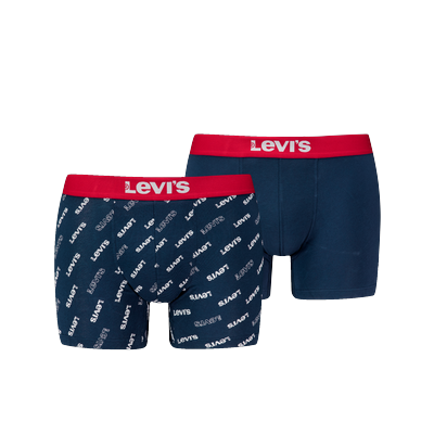 Boxershorts LEVI'S "LEVIS MEN LOGO AOP BOXER BRIEF ORG CO 2P", Herren, Gr. L, bunt (weiß, blau, rot), Obermaterial: 95% Baumwolle, 5% Elasthan, Unterhosen, mit stilvoller Musterung Image