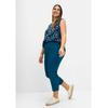7/8-Hose SHEEGO "Große Größen", Damen, Gr. 52, Normalgrößen, blau (dunkelpetrol), Obermaterial: 98% Baumwolle, 2% Elasthan, unifarben, casual, comfort fit 7/8-Länge, Hosen, mit Gummibund, aus elastischem Twill