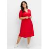 Sommerkleid SHEEGO "Große Größen", Damen, Gr. 46, Normalgrößen, lila (erdbeere), Obermaterial: 100% Viskose, unifarben, feminin, figurumspielend knieumspielend, Rundhals, Kurzarm, Kleider, aus leichter Viskose, in A-Linie