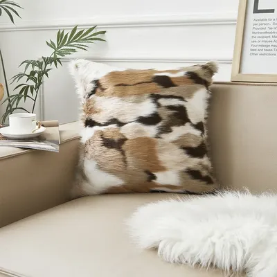 Jacquard doppelseitige Kunst pelz Kissen bezug Sofa Stuhl Wohnkultur Kunst tierfell Plüsch Kissen bezug Image