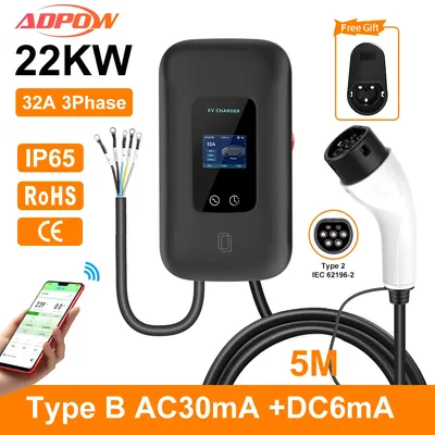 ADPOW 32A Typ2 EV-Ladestation 7 kW 3 Phasen Typ B Auslaufschutzstrom einstellbare APP-Steuerung Image