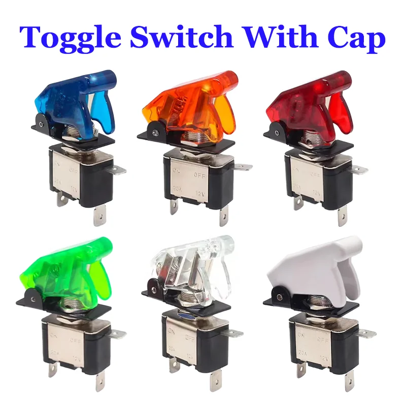 Auto Auto Boot LKW 12V LED Kippschalter Licht beleuchtet 3pin ein aus 20a mit Sicherheits flugzeug hoch klappbare Abdeckung Schutz rot grün Image