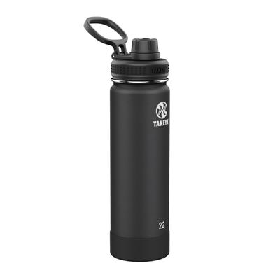 Takeya Actives Vacuum Insulated Stainless Steel Water Bottle With Spout Lid, 22 Oz, Onyx