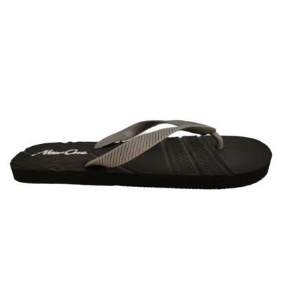 Kelara schwarze flache Sandale mit grauen Details für Männer Image
