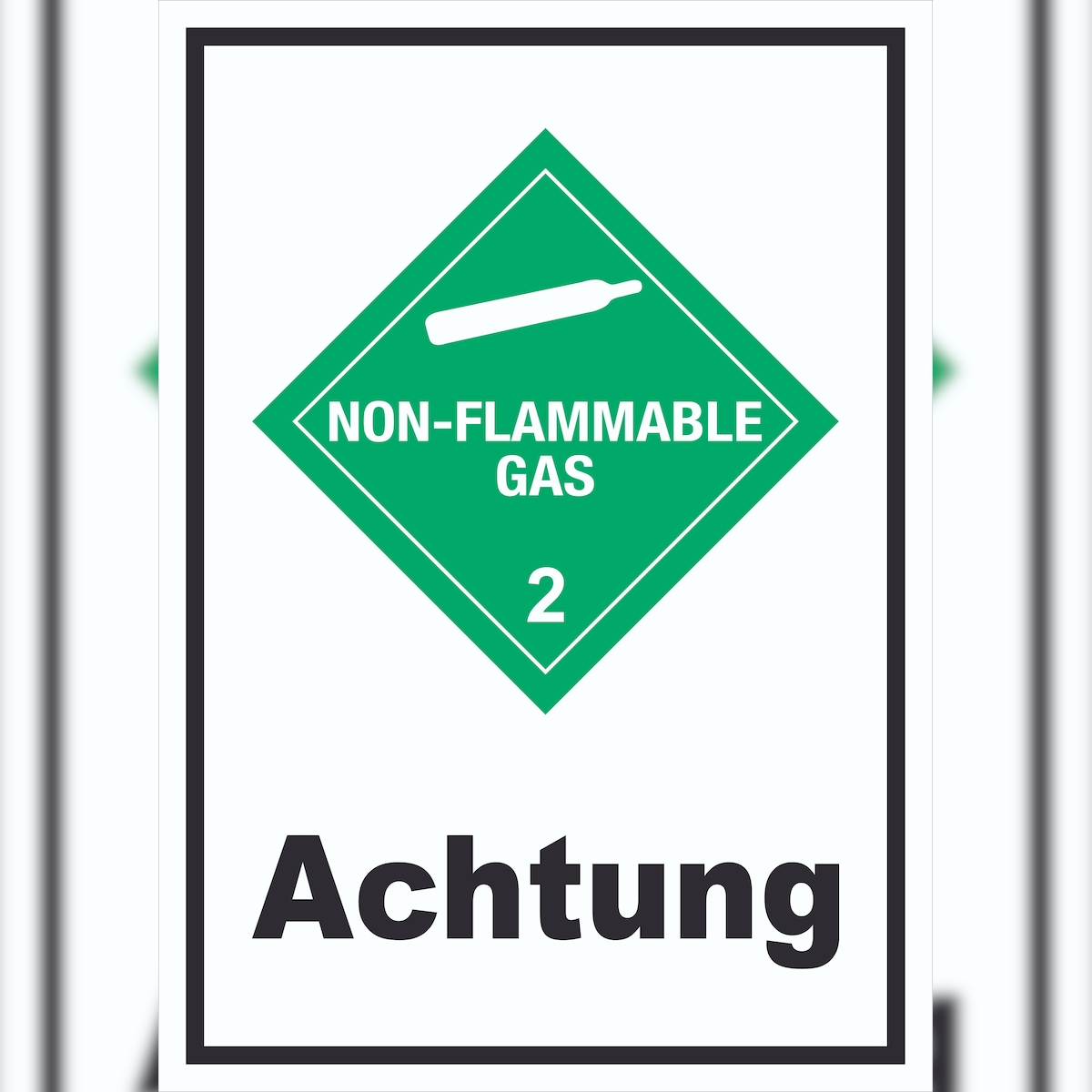 HB-Druck Schild nicht entzündliches Gas Achtung non-flammable hochkant A4 Rückseite selbstklebend Image