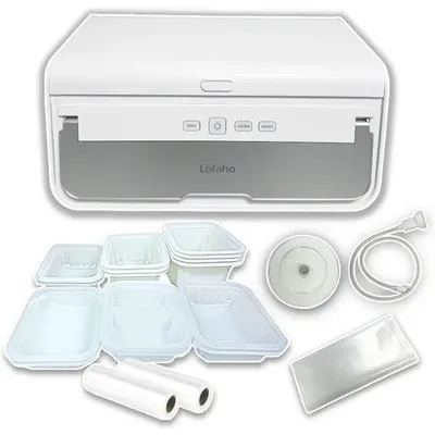 3-in-1 Food Sealer Machine for Meal Prep & Storage - Includes 5 Vacuum Sealer Pouches, 10 Trays, 1
