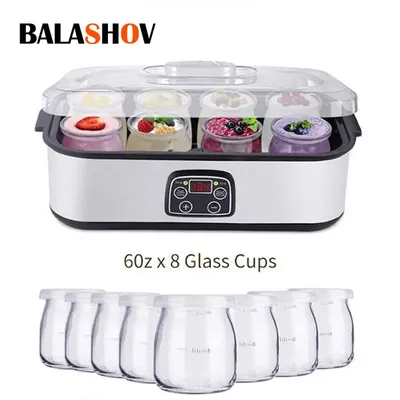 Automatic Yogurt Machine Treats Homemade Yogurt Professional Ice Cream Pudding Maker with 8 Yogurt