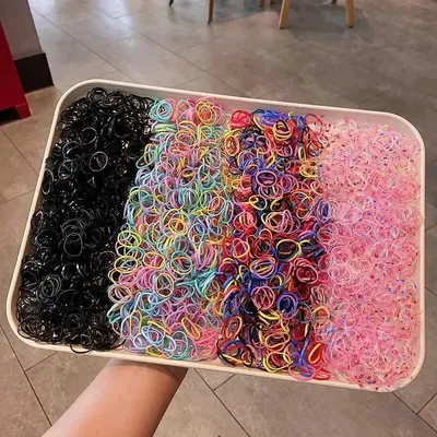 1500PCS Girls Colourful Disposable Rubber Band Hair Ties Headband Children Ponytail Holder Bands