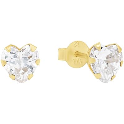 Paar Ohrstecker AMOR "Herz, 2013366", gold (gelbgoldfarben, weiß, weiß), Ohrringe, Damen, Gelbgold 375, mit Zirkonia (synth.) Image