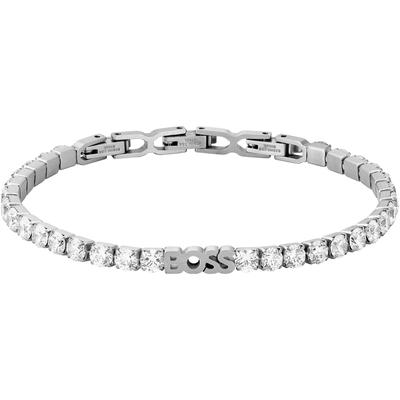 Tennisarmband BOSS "KASSY GLOW, 1580707, 1580708", silber (edelstahlfarben, weiß, weiß), Armbänder, Damen, Edelstahl, mit Zirkonia (synth.) Image