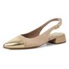 Slingpumps TAMARIS, Damen, Gr. 40, beige (beige, kombiniert), Leder, Lederimitat, elegant, Schuhe, Blockabsatz, Abendschuh, Businessschuh mit goldfarbenem Besatz