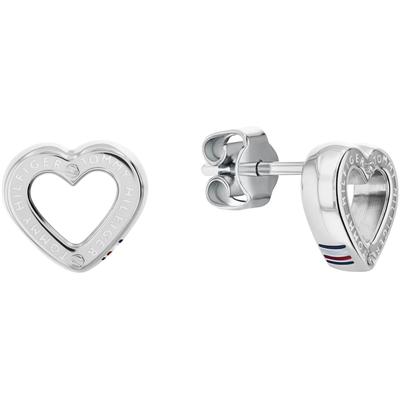 Paar Ohrstecker TOMMY HILFIGER "TOGGLE HEART, Herz, 2780971, 2780972", silber (edelstahlfarben), Ohrringe, Damen, Edelstahl, mit Emaille Image