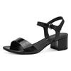 Sandalette TAMARIS, Damen, Gr. 38, schwarz, Lacklederimitat, elegant, Schuhe, Blockabsatz, Festtagsschuh, Abendschuh, Klett unter der Zierschnalle