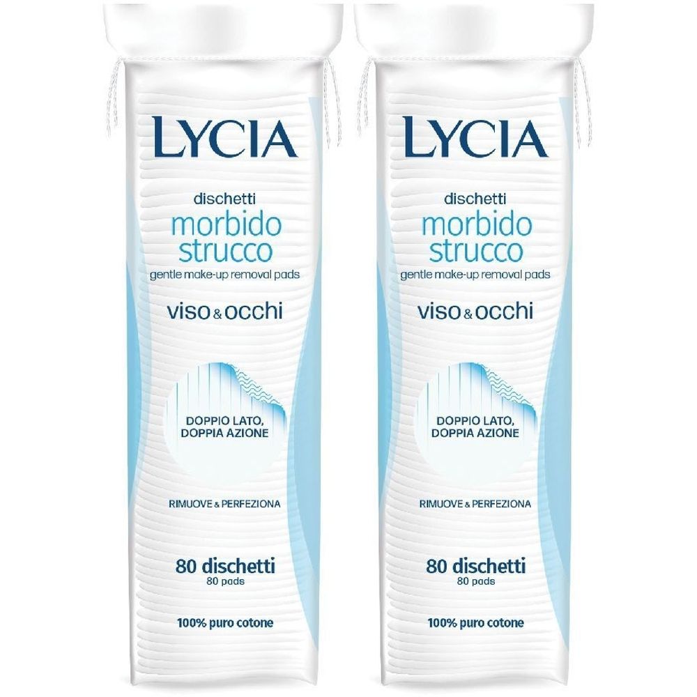 Lycia Dischetti Morbido Strucco Viso e Occhi 2x80 pz Cotone idrofilo
