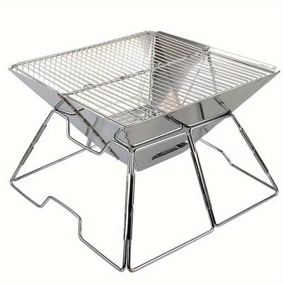 TEMU 1pc, Outdoor Folding Grill, Stainless Steel Grill For Picnic Barbecue Charcoal Stove Folding Convenient Grill B2, Kitchen Utensils, Kitchen Supplies, Kitchen Accessories, Kitchen Stuffs Image