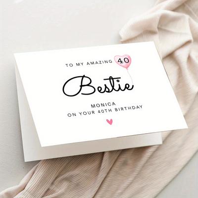 TEMU Personalized 40th Birthday Greeting Paper Material For Best Friend With Envelope - Customizable Celebration Note For Milestone Birthday Of Image