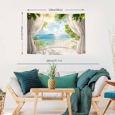 TEMU 1pc Sea , 85gsm Knitted , Hanging, 3d , Free Installation, For , Bedroom, , & Decor, Use, Pattern Image