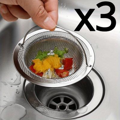 "TEMU 3pcs Set 16" Stainless Steel Sink Strainer With Non-slip Handle - Rust-resistant Mesh Drain Cover For Kitchen And Bathroom, Hair And Food Blockage , Drain Filter," Image