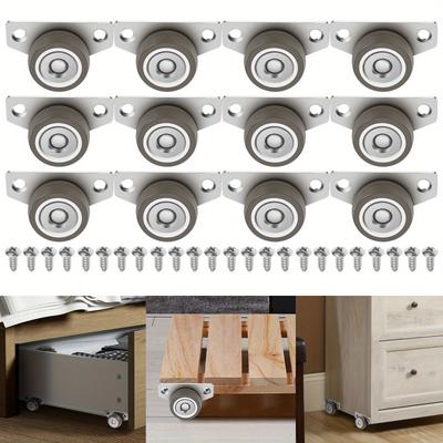 TEMU 12pcs 1.25inch Small Side Mount Caster Wheels Non Swivel Caster Wheels 1 Directional Side Mount Casters Silent Small Caster Wheels For Furniture Moving Image