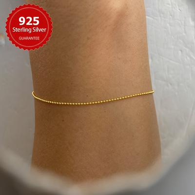 TEMU A Minimalist Beaded Thin Bracelet Made Of S925 Sterling Silver, A Golden Bracelet For Women, Perfect As A Stylish Jewelry Gift. Image