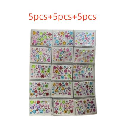 TEMU 15 Colorful Acrylic Stickers Featuring Hearts, Stars, And Flowers; Self-adhesive Shiny Decals In Shapes And Colors, Diy Crafts And Festive Gift Decorations. Image