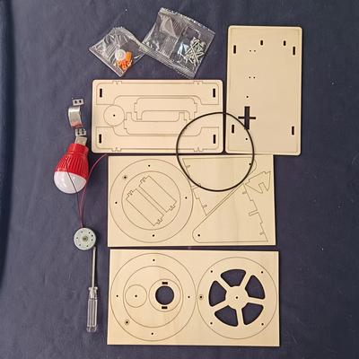 TEMU Hand Crank Generator Science Kit, Diy Educational Materials, Random Colors, Educational Toys, Tools, Red And Khaki, Wooden Structure Image