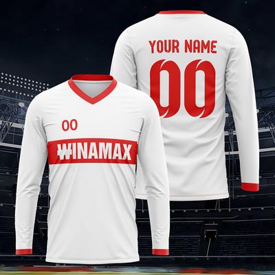 TEMU Custom Men's Soccer Jersey - V-neck, Long Sleeve With Name & Number Print | Training & Casual Wear Image