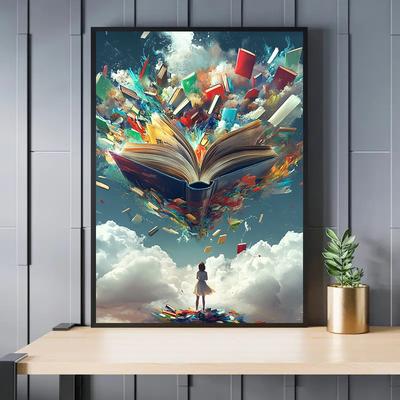 TEMU Canvas Poster - Flying With Vibrant Pages, Ideal For Home, Office, Living Room, Cafe, Bar, And Dorm Decor Image
