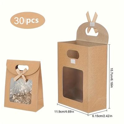 TEMU 30pcs Of Paper Gift Bag With Bow And Transparent Window, - Graduation Season, Valentine's Day, Weddings, Thanksgiving And Christmas Party Gifts Image