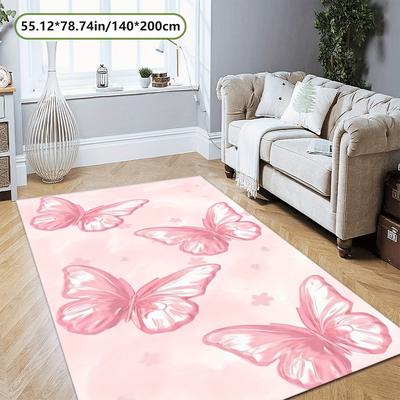 TEMU Zulida Pink Pattern Area Rug, Non-slip, Machine Washable, Polyester 100%, Rectangle, For Living Room, Bedroom, Indoor Use, Multiple Sizes Image