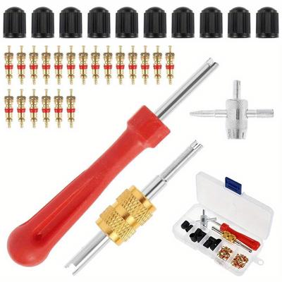 TEMU 33pcs Tire Valve Stem Installation Tool Kit With Puller, Snap-in Valve Stems, And Valve Cores For Truck And Bicycle Tire Repair Image