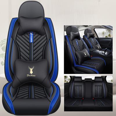 TEMU Premium Pu Leather Car Seat Covers - -seater, Design With Headrest Cushions, Protection For Tiguan//golf/taigo//id4/ Image