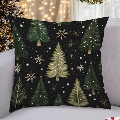 "TEMU 1pc Suige Home Soft Short Plush Pillowcase, Christmas Tree & Design, Holiday Decor For Sofa & Bedroom, Zippered, Machine Washable, 17.7" Or 19.7", No Insert, Christmas Pillows" Image