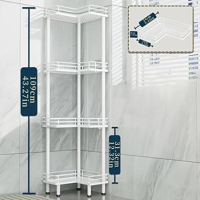 TEMU Rust-proof Stainless Steel 3/4-tier Corner Shower Shelf Drainage & Layered Storage – White, Space-saving Bathroom Organizer For Shampoo, Conditioner, And Soap, Bathroom Organizers And Storage, Image