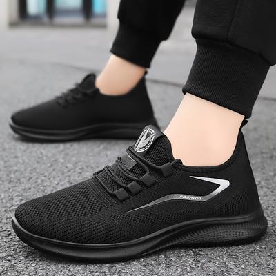 TEMU Men's Breathable Knit Running Sneakers - Comfortable, Soft, Non-slip Casual Sports Shoes With Air Cushion Sole For Casual Attire, Running & Outdoor Activities Image