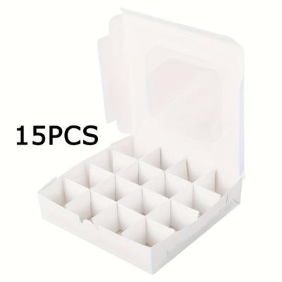 TEMU 15pcs Clear Window Paper Gift Boxes, 3.5x15x15cm, 16 Cavities, Foldable & Small Present Packaging Boxes, Birthdays, Weddings & Festivals!, Event Favor Boxes | Clean | Paper Box Image