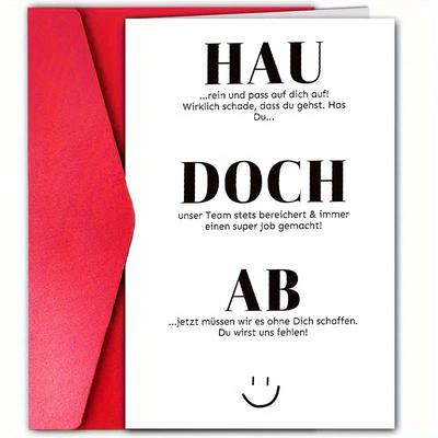 TEMU 1pc Cute German Edition Retirement Card With Envelope – , Boss, Colleague, Or Friend – Ideal For Farewell Wishes & Congrats On Image