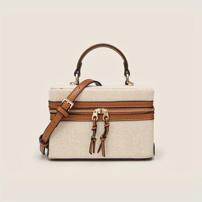 TEMU 1 Set Of Casual Men's Shoulder Bag Handbag, Synthetic Leather Embellishments, Durable Zipper Closure, Multi-functional Zippered Storage Bags For Outing Image