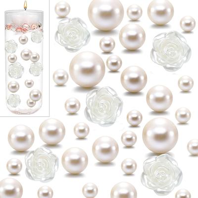 TEMU 650pcs Pearl For Vase Filler No Hole Pearl Pearls Vase Centerpieces Beads Mixed Sizes Round Pearls For Vase Home Party Wedding Halloween Christmas Table Decor Image