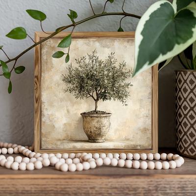 TEMU 1pc Tree Wooden Framed Wall Art - 8x8 Inch Inspirational Sign With Rustic Design, Home Or Office Decor, Ideal Gift For , Wall Deco Image