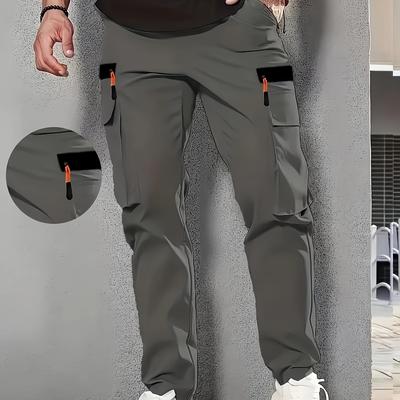 TEMU 509 Men's Outdoor Cargo Pants With Multiple Pockets, Adjustable Waist & Drawstring, Durable Non-stretch Fabric For Hiking, Camping, Casual Wear - Spring/fall Regular Fit Image