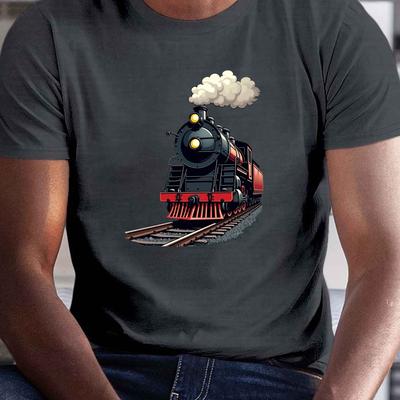 TEMU On Railway Tracks Crinkle Plus Size Men's T-shirt Image