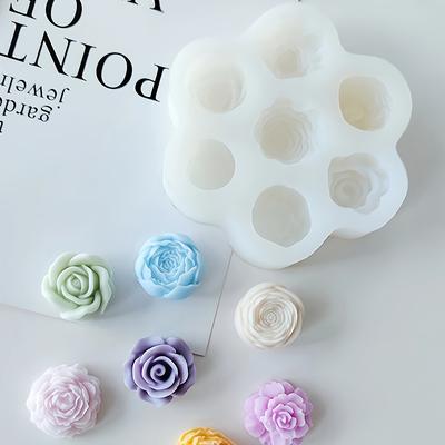 TEMU 1pc Succulent Rose Silicone Mold For Diy Crafting - Rectangular Flower Shape, & Purple Designs, Resin, Soap, And Candle Making, Floral Silicone Mold Image