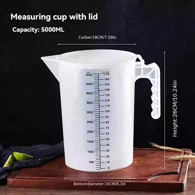TEMU Upgraded Thickened Pp Plastic Measuring Cup With Lid - Kitchen & Baking Tool, Food-safe, Clear Measurement , Handle (9/18/35/70/175oz) Image
