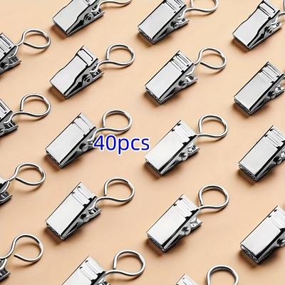 TEMU 40pcs Closed Curtain Clip, Serrated With Ring, Curtain , Metal Clip, Shower Curtain Clip, Hook Clip Image