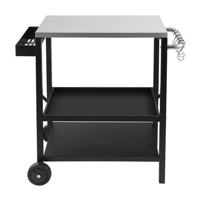 TEMU Height-adjustable Grill Trolley With 3 Shelves, 6 Hooks, Handle And Spice Shelf, Serving Trolley On Wheels, Stainless Steel Table Top For Garden, Grill Image