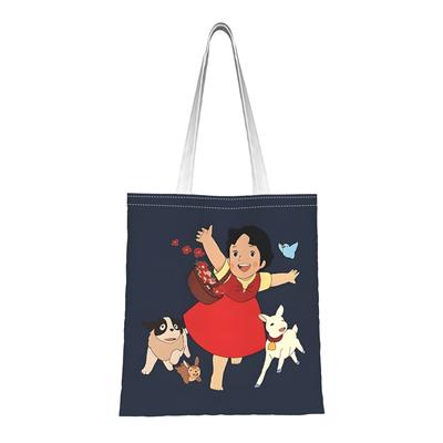 TEMU The From The Shoulder Bag - Vibrant & Dogs Print Tote With Fixed Straps, Open Top Casual Daily Shopping Bag For Women, Nostalgic Cartoon Design, Everyday Carryall Image