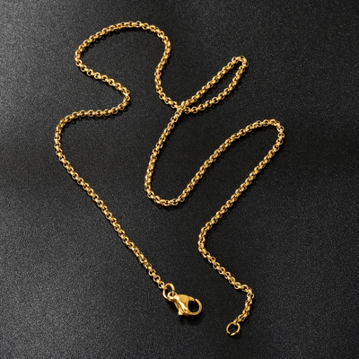 TEMU 1pc Chic Hip-hop Inspired 18k Golden-plated Stainless Necklace - Adjustable Chain Length 18-24 Inches, Sleek For Casual Attire & Gifting Image