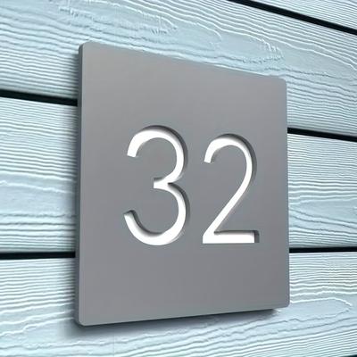 TEMU Customizable Acrylic House Number Sign - Laser-cut, Personalized Square Wall Decor For Outdoor Address Display, Material, With Pre-drilled Holes, House Number Sign Image